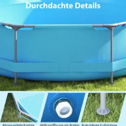 Aufstellpool 36 M x 76 CM Rund Außenrahmen mit Filterpumpe 6125 L Wasserkapazität Gartenpool für Erwachsene