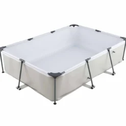 Aufstellpool Rechteckiger Großer Swimmingpool mit Filterpumpe Kartusche und Metallrahmen 300 cm x 207 cm x 66 cm Grau