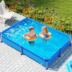 Aufstellpool Rechteckiger Outdoor-Pool für Kinder ab 3 Jahren mit Metallrahmen für Hof 228 M x 159 M x 42 CM