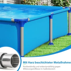 Aufstellpool Rechteckiger Outdoor-Pool für Kinder ab 3 Jahren mit Metallrahmen für Hof 228 M x 159 M x 42 CM