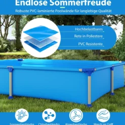 Aufstellpool Rechteckiger Outdoor-Pool für Kinder ab 3 Jahren mit Metallrahmen für Hof 228 M x 159 M x 42 CM
