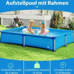Aufstellpool Rechteckiger Outdoor-Pool für Kinder ab 3 Jahren mit Metallrahmen für Hof 228 M x 159 M x 42 CM