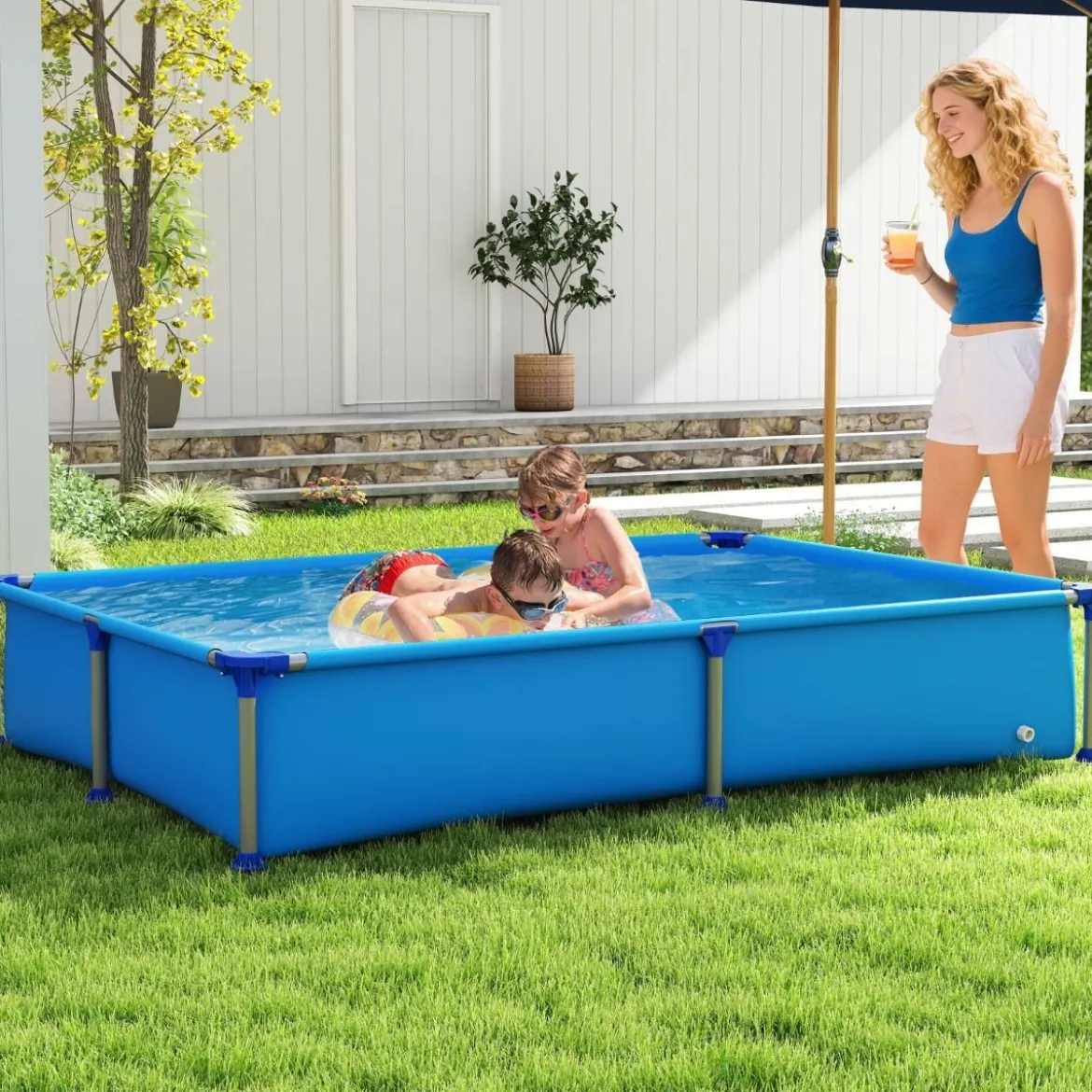 Aufstellpool Rechteckiger Outdoor-Pool für Kinder ab 3 Jahren mit Metallrahmen für Hof 228 M x 159 M x 42 CM