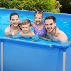 Aufstellpool Rechteckiges Schwimmbecken mit Filterpumpe Gartenschwimmbad Gartenpool Blau
