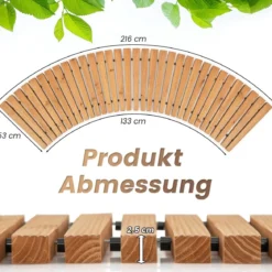 Ausrollbarer Gartenweg aus Holz mit Metalldraht & Rutschfester Oberfläche Rollweg Holzsteg 216 x 53 cm