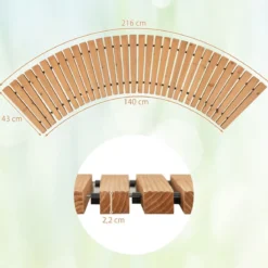 Ausrollbarer Gartenweg aus Holz mit Metalldraht & Rutschfester Oberfläche Rollweg Holzsteg 216 x 43 cm