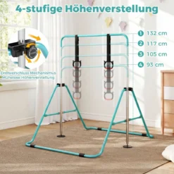 Ausziehbare Turnstange für Kinder 4-fach höhenverstellbare Reckstange mit stabilem Metallrahmen Mintgrün