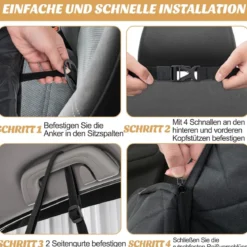 Auto Rückbank Hundedecke Wasserdichter & Kratzfester & Rutschfester 215 x 148 cm Schwarz