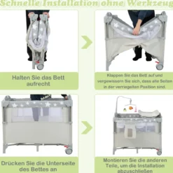 Baby-Begleitbett 5-in-1-Multifunktions-Babyspiele mit Matratze Beige