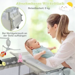 Baby-Begleitbett 5-in-1-Multifunktions-Babyspiele mit Matratze Beige