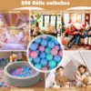 Φ105 Baby Bällebad mit 200 Ozeanbällen & Waschbarer Kunstlederbezug Bällepool Ballbecken Grau
