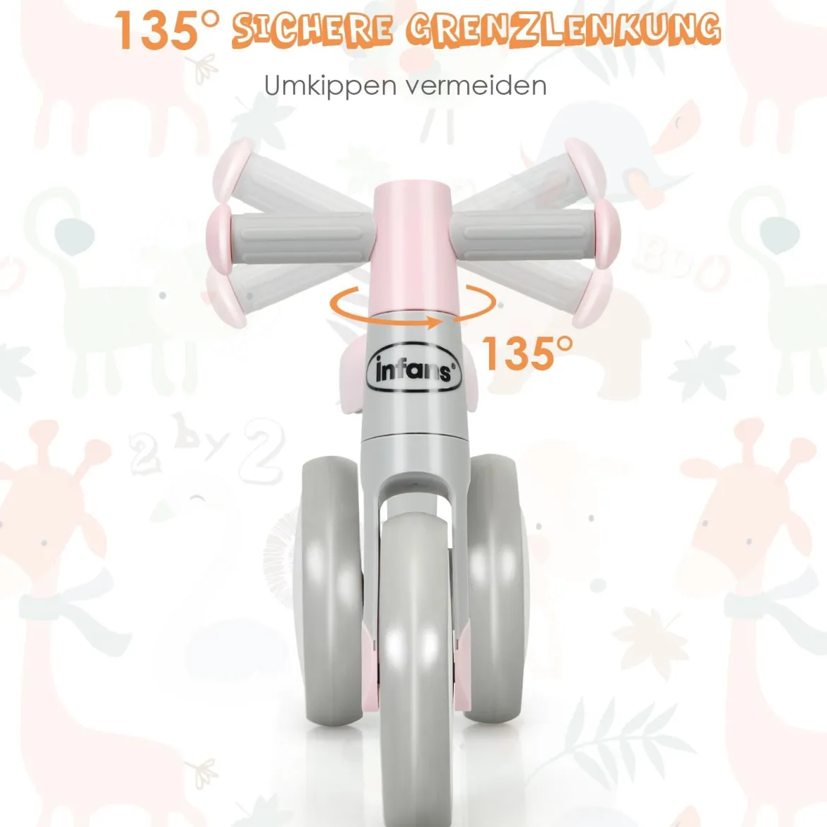 Baby-Dreirad Dreirad für Kinder im Altervon 1-3 Jahren Balance Bike Kinderlaufrad Lauflernrad Rosa