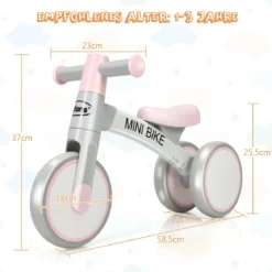 Baby-Dreirad Dreirad für Kinder im Altervon 1-3 Jahren Balance Bike Kinderlaufrad Lauflernrad Rosa