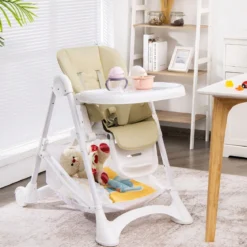 Baby Hochstuhl 5 stufige Rückenlehnenverstellung & 6 stufige Höhenverstellung Beige