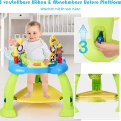 Baby Jumperoo mit 360°drehbarem Sitz & 3 verstellbaren Höhen Grün+Blau