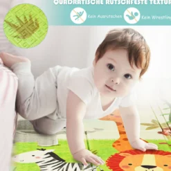 Baby Krabbeldecke Spielmatte faltbar Babymatte doppelseitig Spielteppich Grün