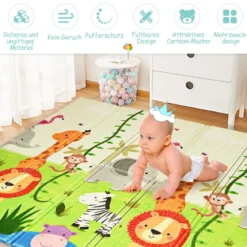 Baby Krabbeldecke Spielmatte faltbar Babymatte doppelseitig Spielteppich Grün
