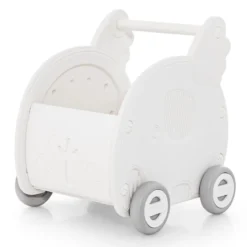 Baby Lauflernhilfe Schiebespielzeug 4-Rad Kleinkinderwagen in Elefantenform Weiß