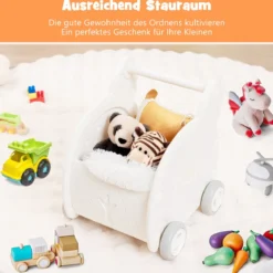 Baby Lauflernhilfe Schiebespielzeug 4-Rad Kleinkinderwagen in Elefantenform Weiß