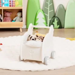 Baby Lauflernhilfe Schiebespielzeug 4-Rad Kleinkinderwagen in Elefantenform Weiß