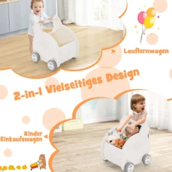 Baby Lauflernhilfe Schiebespielzeug 4-Rad Kleinkinderwagen in Elefantenform Weiß