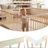 Baby Laufstall aus Kiefernholz inkl. 8 Paneele Faltbarer Laufgitter mit Tür Krabbelgitter 160 x 160 cm