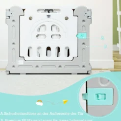 Baby-Laufstall 14 Teilen Klappbarer Kinder-Laufstall Aktivitätszentrum Laufstall mit Tisch und Bank