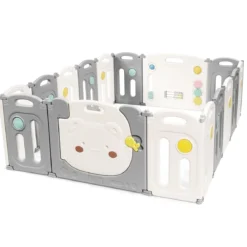 Baby-Laufstall 16-Teiligerklappbarer HDPE-Laufstall mit Sicherheitsschloss 150 x 187,5 x 63 cm