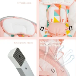 Babyschaukel 5-Fach Einstellbar Tragbare Babywippe mit Fernbedienung Rosa