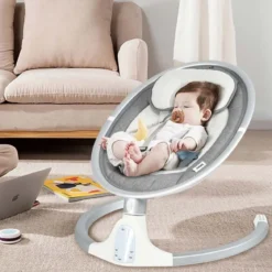 Babyschaukel 5-fach einstellbar tragbare Babywippe 62 x 62 x 128 cm Grau