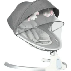 Babyschaukel 5-fach einstellbar tragbare Babywippe 62 x 62 x 128 cm Grau