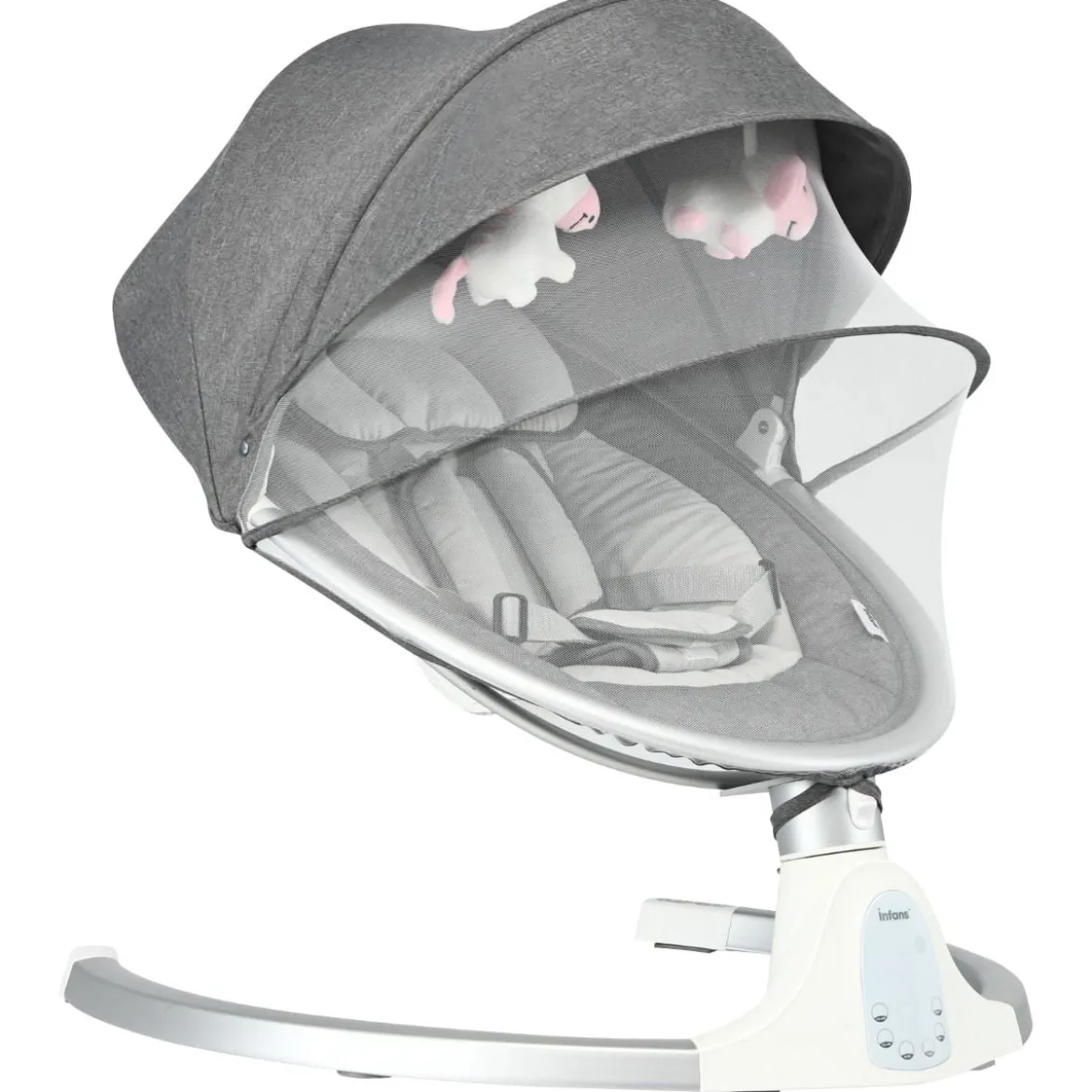 Babyschaukel 5-fach einstellbar tragbare Babywippe 62 x 62 x 128 cm Grau