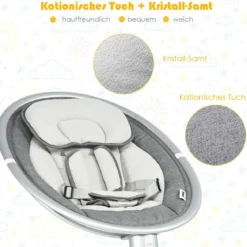 Babyschaukel 5-fach einstellbar tragbare Babywippe 62 x 62 x 128 cm Grau