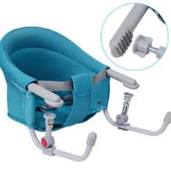 Baby Tischsitz Babysitz klappbar mit Befestigungsclip Hochstuhl Hellblau