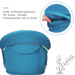Baby Tischsitz Babysitz klappbar mit Befestigungsclip Hochstuhl Hellblau
