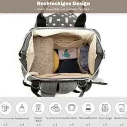 Baby Wickelrucksack Wickeltasche multifunktional Babytasche Grau