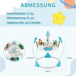 Baby-Wippe & -Springer mit 6 Interaktiven Spielzeugen & Lichtern & Musik Blau