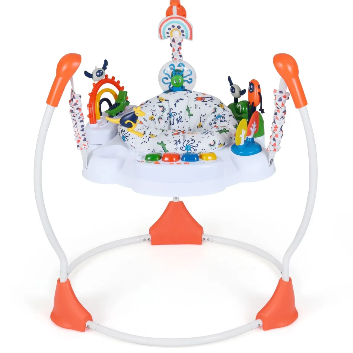 Baby-Wippe & -Springer mit 6 Interaktiven Spielzeugen & Lichtern & Musik Orange