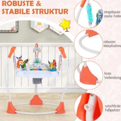 Baby-Wippe & -Springer mit 6 Interaktiven Spielzeugen & Lichtern & Musik Orange
