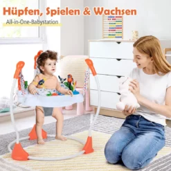 Baby-Wippe & -Springer mit 6 Interaktiven Spielzeugen & Lichtern & Musik Orange