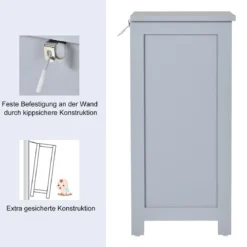 Badezimmerschrank Badschrank mit 3 Schubladen Standschrank Midischrank freistehend Grau