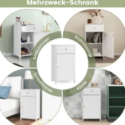 Badezimmerschrank Badschrank schmal mit Schublade & Tür 43 x 34 x 77 cm Schwarz/Weiß