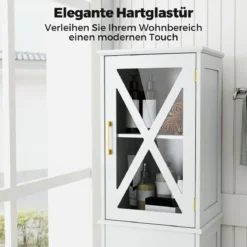 Badezimmerschrank Hochschrank mit verstellbaren Einlegeböden Schublade 2 Türen Badschrank hoch Weiß