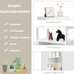 Badezimmerschrank mit Einzeltür und Verstellbarem Einlegeboden Weiß