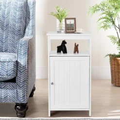 Badezimmerschrank mit Einzeltür und Verstellbarem Einlegeboden Weiß