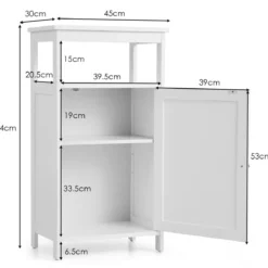 Badezimmerschrank mit Einzeltür und Verstellbarem Einlegeboden Weiß