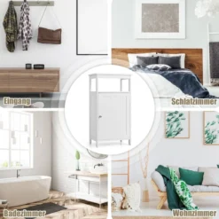 Badezimmerschrank mit Einzeltür und Verstellbarem Einlegeboden Weiß