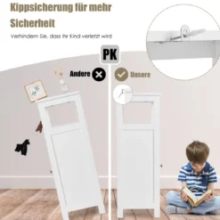 Badezimmerschrank mit Einzeltür und Verstellbarem Einlegeboden Weiß