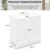 Badezimmerschrank mit 2 Türen & Verstellbaren Regal Waschbeckenunterschrank in Landhausstil