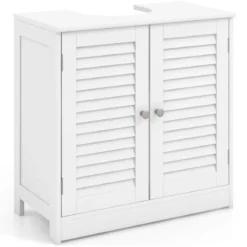 Badezimmerschrank mit 2 Türen & Verstellbaren Regal Waschbeckenunterschrank in Landhausstil
